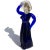 Beautiful early Murano hand blown Sommerso cobalt blue and gold flecks Italian art glass women with sun hat figure /...