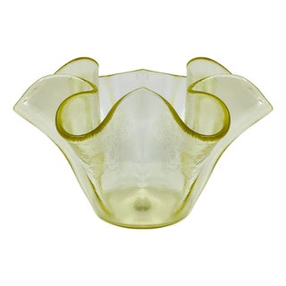 Italian Murano Glass Yellow Fazzoletto Handkerchief Vase by Dogi, 1970s For Sale