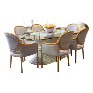 Vintage Mid Century Dorothy McGuire Sheaf of Wheat Bamboo and Glass Dining Table For Sale