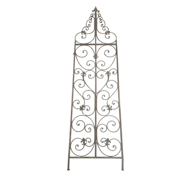 Vintage Hand-Forged Cast Iron Scrollwork Wall Trellis & Architectural Panel With Fleur-De-Lis Accents For Sale In West Palm - Image 6 of 12