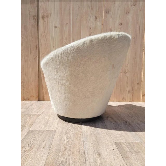 Mid 20th Century Mid Century Modern Vladimir Kagan Style Asymmetrical Swivel Chair Newly Reupholstered in Cowhide For Sale - Image 5 of 11