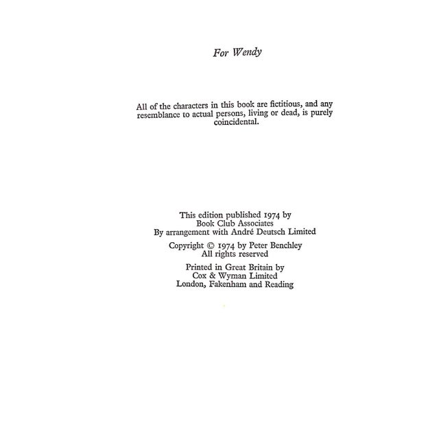 "Jaws" 1974 Benchley, Peter For Sale - Image 4 of 5