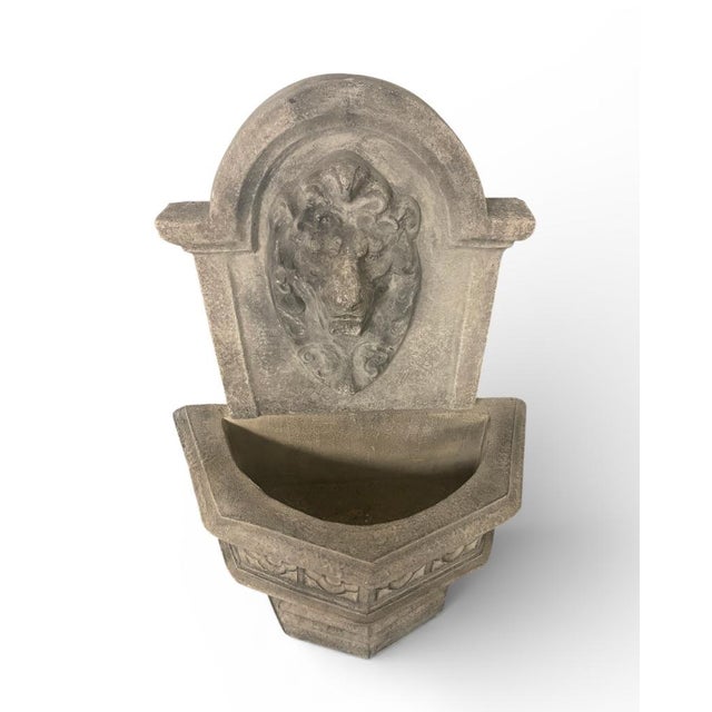 Gothic Cast Stone Lion Head Wall Fountain For Sale - Image 3 of 5