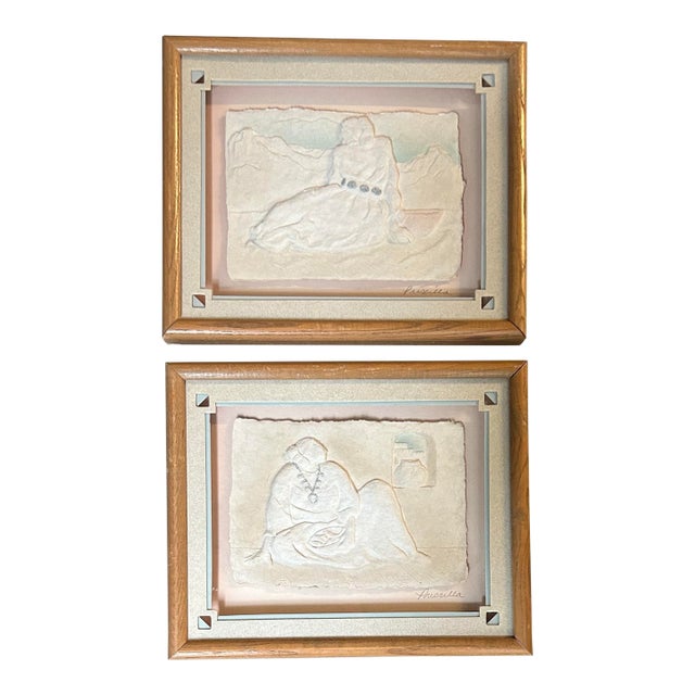 2 1980’s After Gorman Navajo Women Embossed Lithograph- Set of Two For Sale