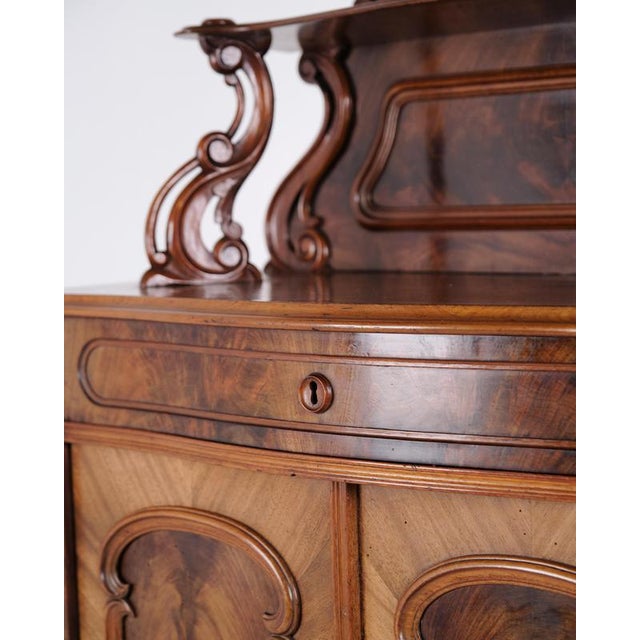 Wood Antique Mahogany Cabinet with Decorative Carvings, 1880s For Sale - Image 7 of 18