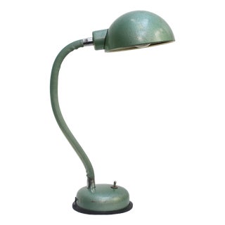 Vintage Industrial Green Metal Machinist Gooseneck Table Light from Adher Lampes, France For Sale