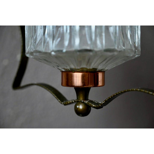 Midcentury Pendant Lamp in Glass and Copper Metal, 1950 For Sale - Image 12 of 14