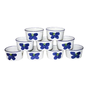 1980s Modern Maxam Ramekin Baking Dishes - Hand Painted in Portugal - Set of 9