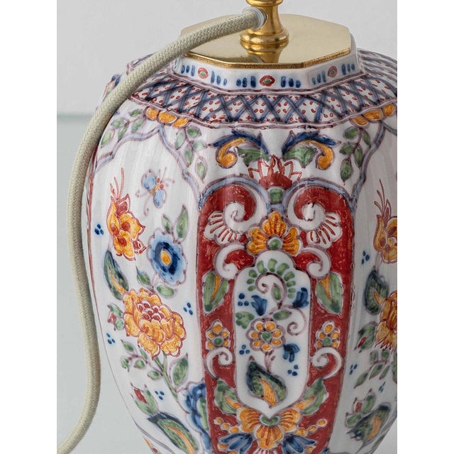Vintage Hand-Painted Delft Ceramic Table Lamp by Altena & Krooyenga Makkum, 1960s For Sale - Image 6 of 12