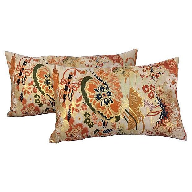 Japanese Silk Metallic Obi Pillows A Pair Chairish