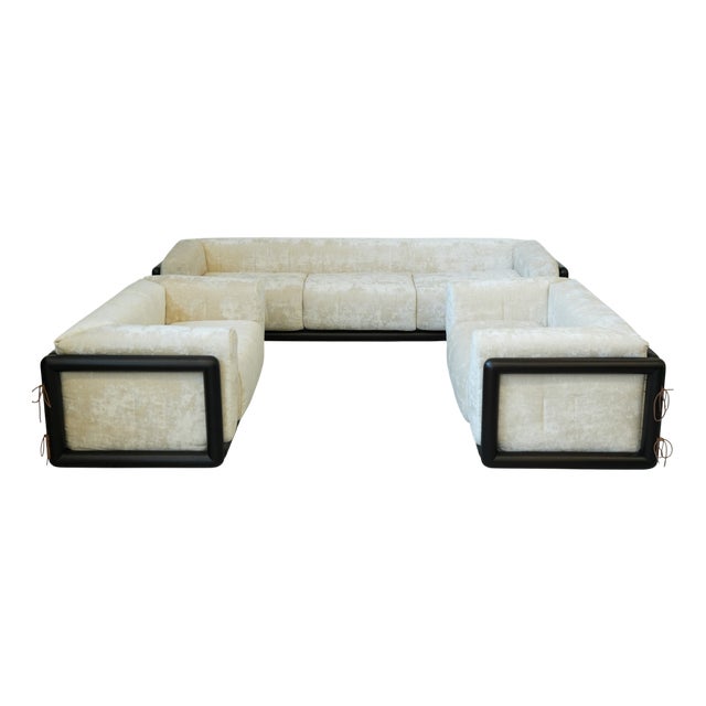 Modernist Italian Cornaro Sofa & Armchair Set by Carlo Scarpa for Gavina, 1973, Set of 3 For Sale