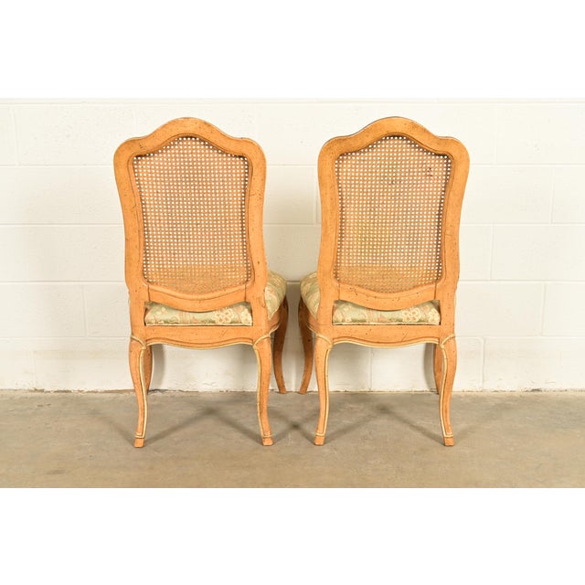 John Stuart French Provincial Louis XV Carved Oak and Cane Back Side Chairs or Dining Chairs | Set of Four For Sale - Image 12 of 14