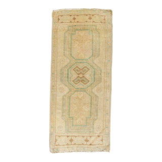 Turkish Mini Rug Oriental Hand Knotted Vintage Rug 1'6" x 3'6" #21207 For Sale