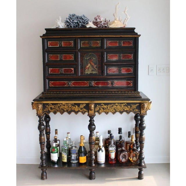 Antique 17th Century Dutch Travelling Chest Made in the Netherlands in C. 1680 With 18th Cent Chinoiseries Stand C. 1700s For Sale - Image 10 of 18