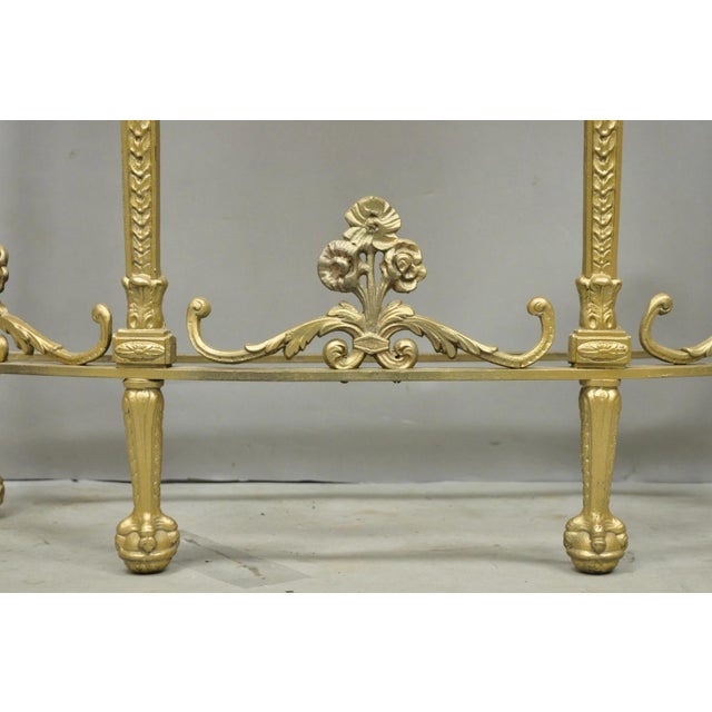 Antique Gothic Revival Oscar Bach Style Figural Bronze & Onyx Gold Console Table For Sale - Image 13 of 16