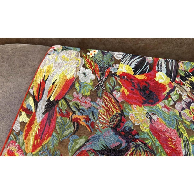 Woven Tropical Bird Cushion Cover For Sale - Image 12 of 14