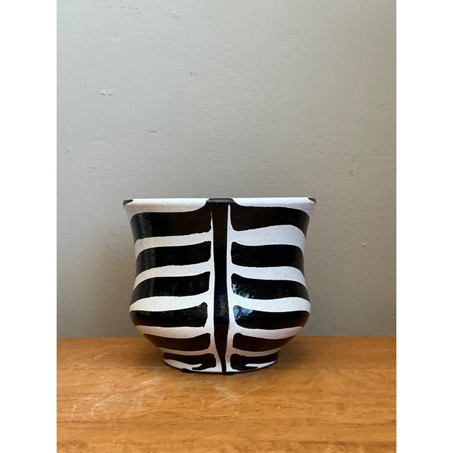 Vintage Italian Zebra Striped Cache Pot For Sale In West Palm - Image 6 of 13