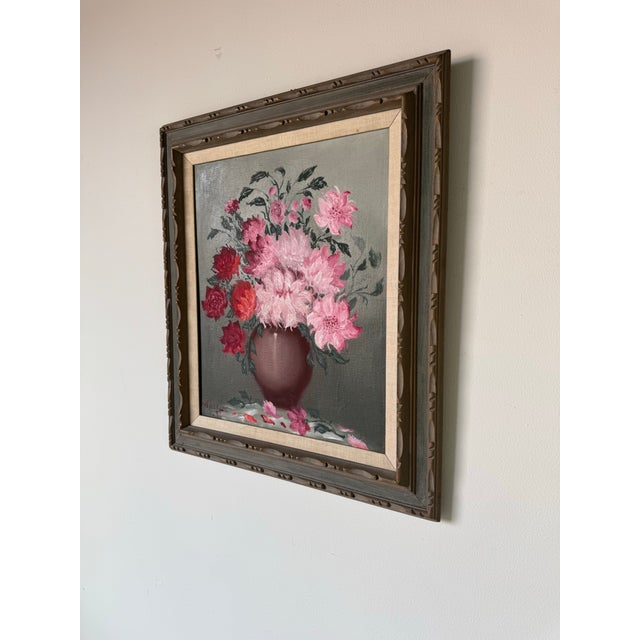 Vintage Floral Still Life Oil on Canvas Painting by Edvi Illés – Framed For Sale - Image 4 of 10