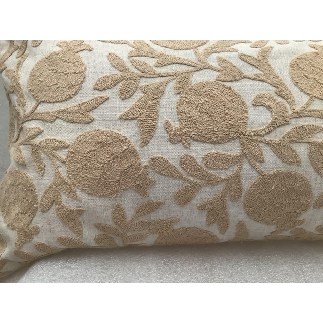 Floral Embroidered Linen Decorative Lumbar Pillow Cover For Sale - Image 4 of 6