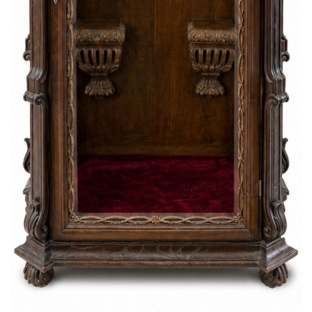 Magnificent portuguese oratory 18th century made of chestnut wood with carvings. Architectural design with carved,...
