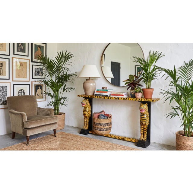 Contemporary Hand-Painted Tiger Console Table 1990s For Sale - Image 3 of 3