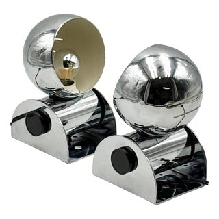 Chrome Eyeball Lamps by Enrico Tronconi for Tronconi, Italy, 1970s, Set of 2 For Sale