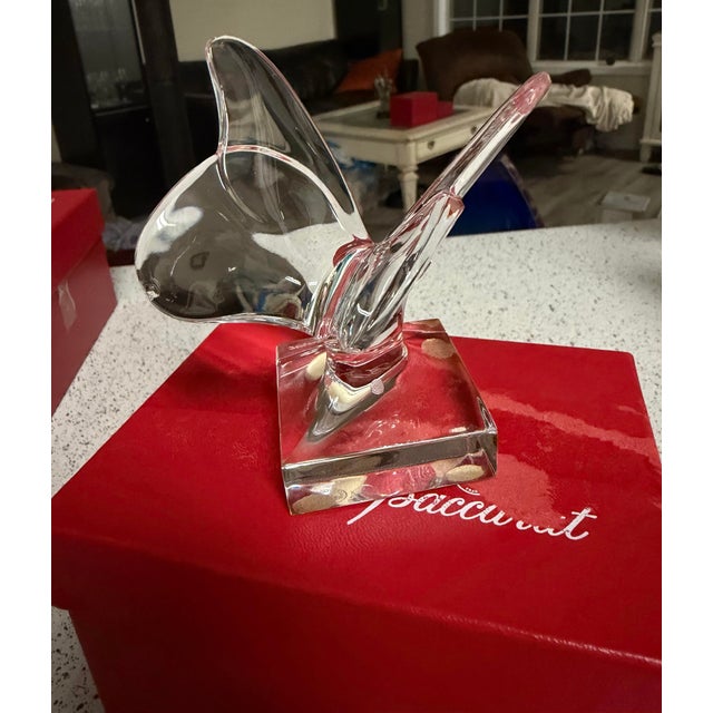 Art Deco Baccarat "Papillon" or Lucky Butterfly 4" Clear Crystal Made in France Nib For Sale - Image 3 of 5