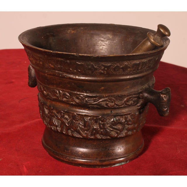 Metal Antique Bronze Mortar, 1574 For Sale - Image 7 of 15