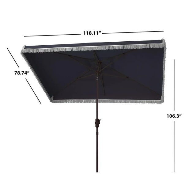 Contemporary Milan 6.5x10 Rectangle Umbrella - Navy/White For Sale - Image 3 of 3