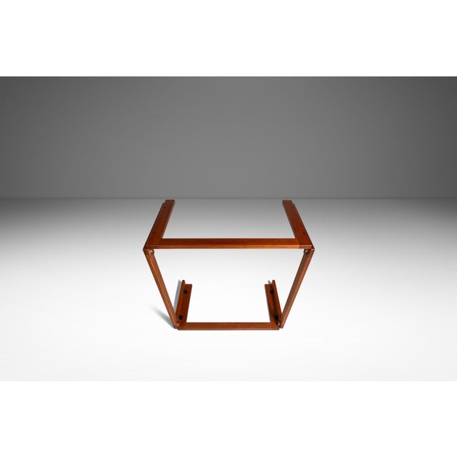 1970s Mid-Century Danish Modern Coffee Table After Afra & Tobia Scarpa for Cassina in Teak Wood W/ Smoked Glass, C. 1970s For Sale - Image 5 of 16