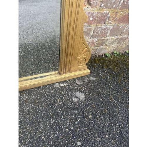 Large 19th Century Antique English Gilt Ribbed Framed Overmantle Mirror For Sale - Image 3 of 8