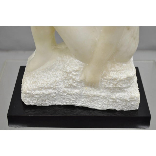 Stone Late 20th Century Morton Gaffin "Seated Woman" Modernist Carved White Alabaster Nude Sculpture For Sale - Image 7 of 12