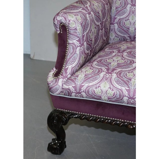 Victorian Restored and Reupholstered Claw and Ball Feet Wingback Armchair For Sale - Image 5 of 12