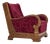 Danish Relax Armchair in Red Furniture Velour and Oak Wood, 1950s For Sale