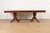 English Baker Furniture Style Italian Regency Inlaid Banded Burl Wood Double Pedestal Dining Table, Newly Restored For Sale - Image 3 of 10
