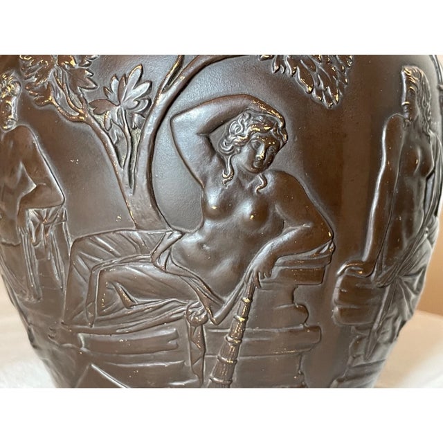 Antique 1800 Bing & Grondahl Bronze Patinated Figural Terracotta Pottery Vase 49 For Sale - Image 11 of 18
