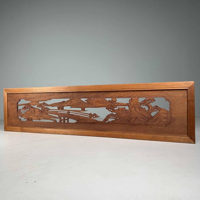 Wooden Ranma Temple Mountain Landscape, Japan, 1920s For Sale - Image 9 of 15