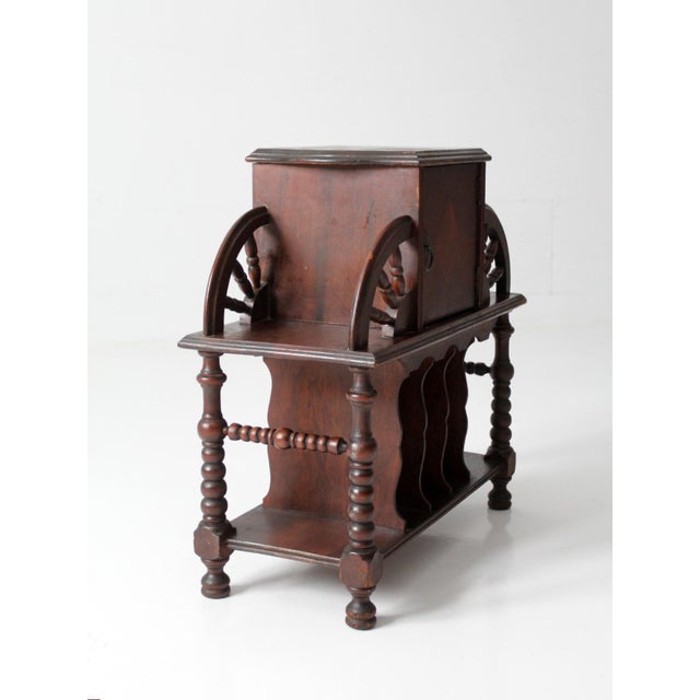 Brown Antique Humidor Smoking Stand For Sale - Image 8 of 13
