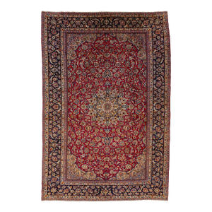11 X 16 Vintage Persian Kashan Wool Rug Handmade With Rosette Motif