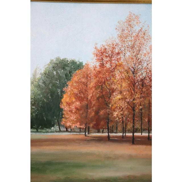 Autumn Landscape, Oil Painting on Canvas Cardboard, 20th Century, Framed For Sale - Image 4 of 9