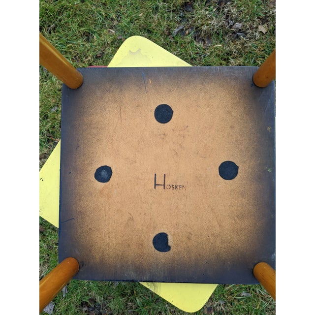Brown 1950s Francis Hosken Painted Yellow & Red with Black Wood Stacking Tables - Set of 3 For Sale - Image 8 of 10