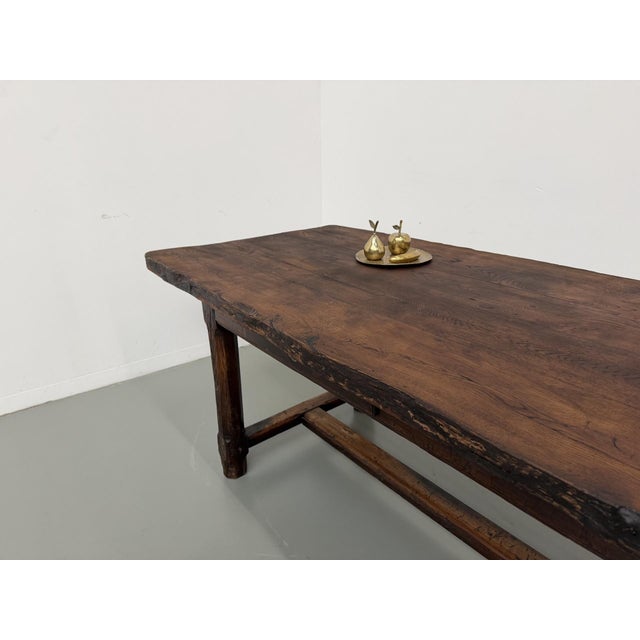 Wood Brutalist Farmhouse Table in Oak, 1920s For Sale - Image 7 of 18