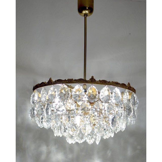 Brass and Lead Crystal Chandelier from Schröder and Co., 1960s For Sale - Image 10 of 15