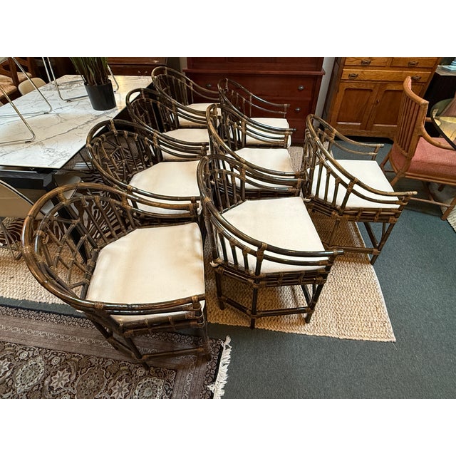 1980s Brighton Pavilion Bamboo Dining Chairs, Vintage Set of Eight For Sale - Image 5 of 17