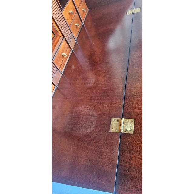 1940s Black Chippendale Style Secretary Desk/ Secretary Hutch, 2 Piece Cabinet For Sale - Image 17 of 17