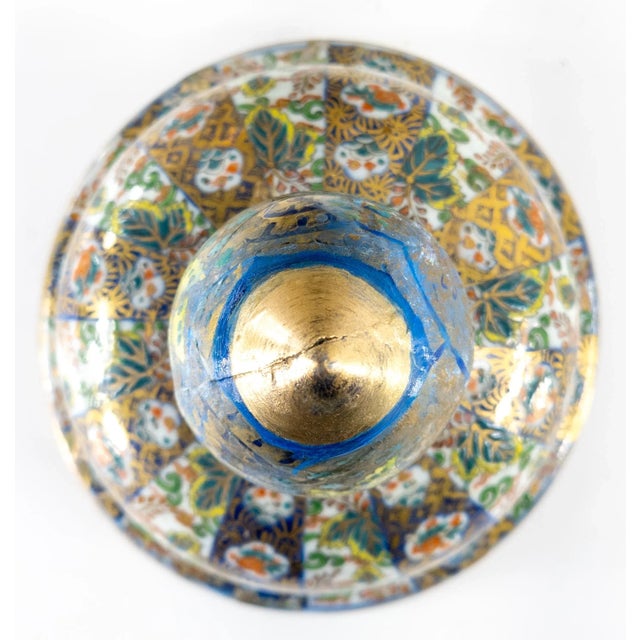 Ceramic 19th Century Large Japanese Imari Style Covered Urn or Vase, Repaired For Sale - Image 7 of 13