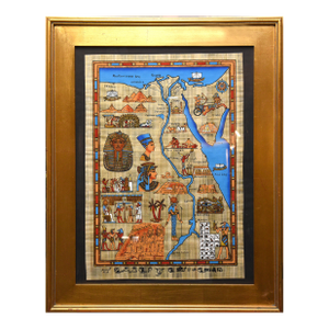 Ancient Egypt Map & Life Scenes on Papyrus