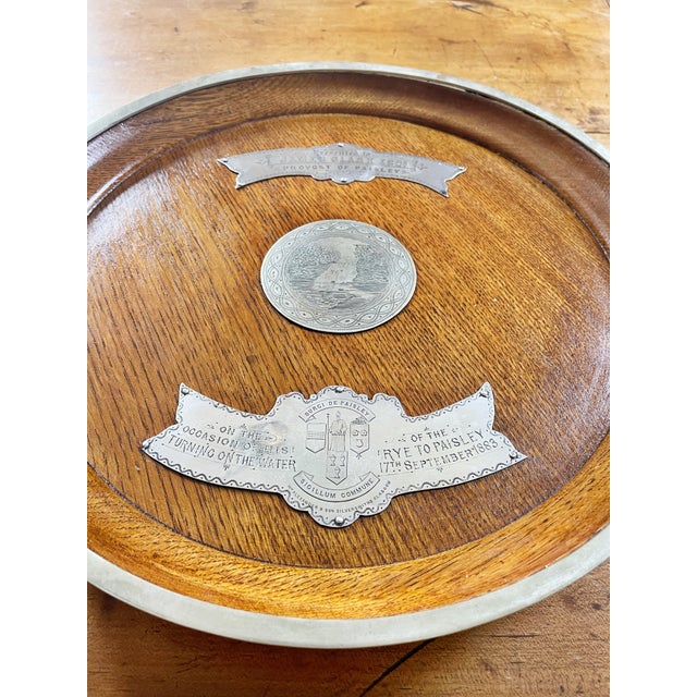 Late 19th Century 1883 Scottish Silver and Oak Footed Presentation Tray For Sale - Image 5 of 10