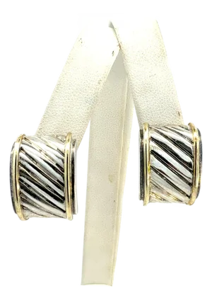 1990s Pair of David Yurman Cigar Earrings 14k Gold Silver Estate