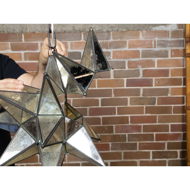 Mid 20th Century Mid Century Modern French Star Shaped Light Fixture with Mirrored Panels, USA Wired For Sale - Image 11 of 12